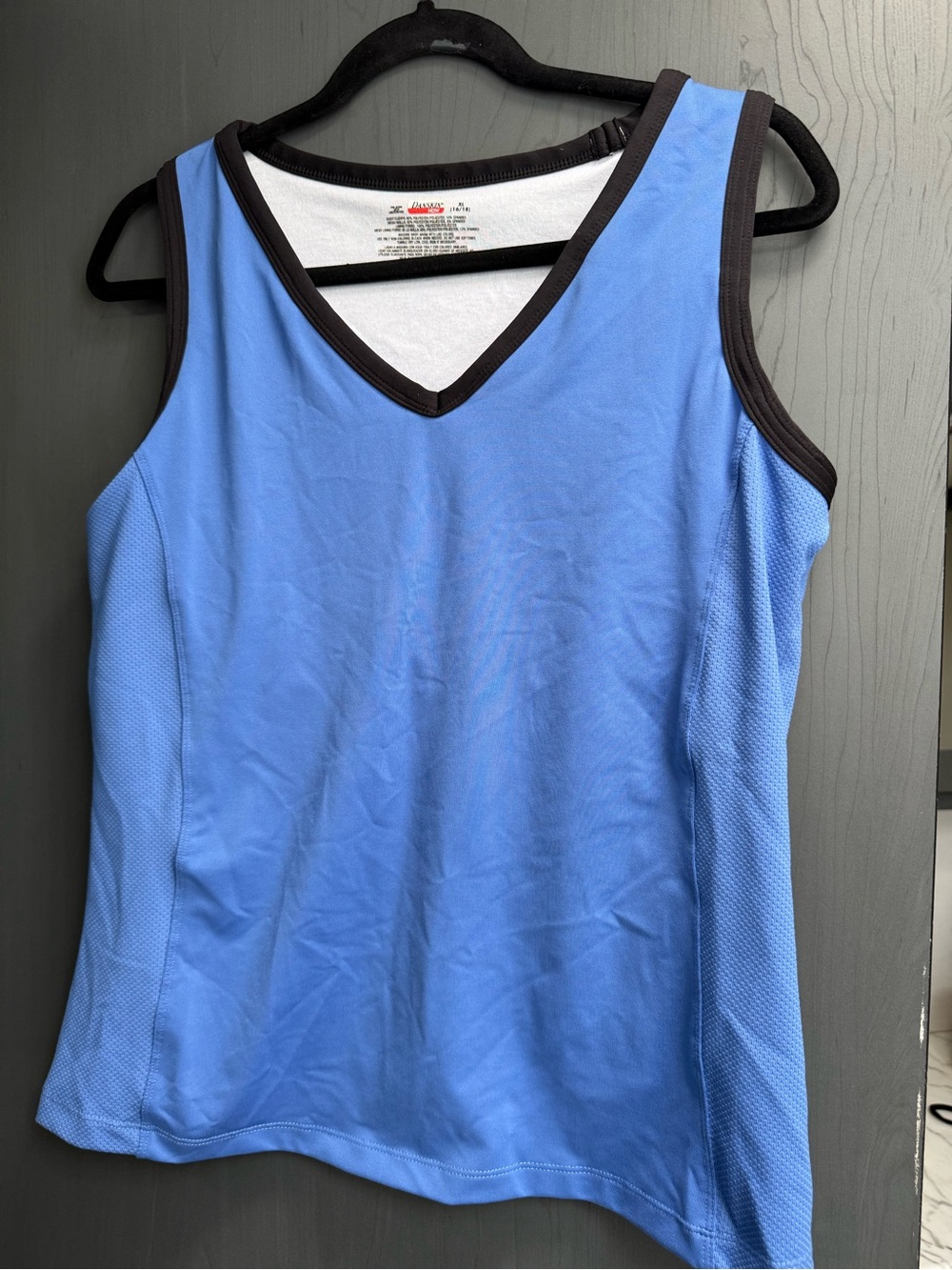 Danskin Blue V-Neck Tank with Black Trim